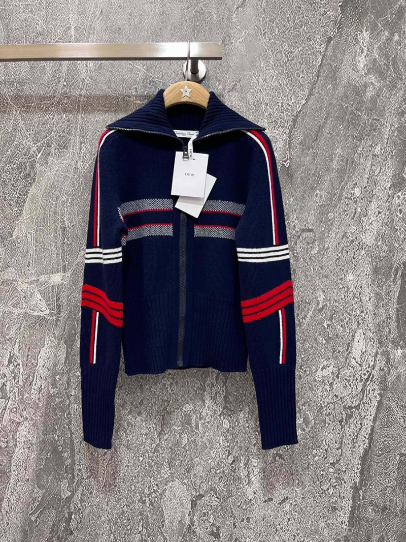 Dior Alps Ski-Inspired Wool and Cashmere Cardigan. Navy Blue