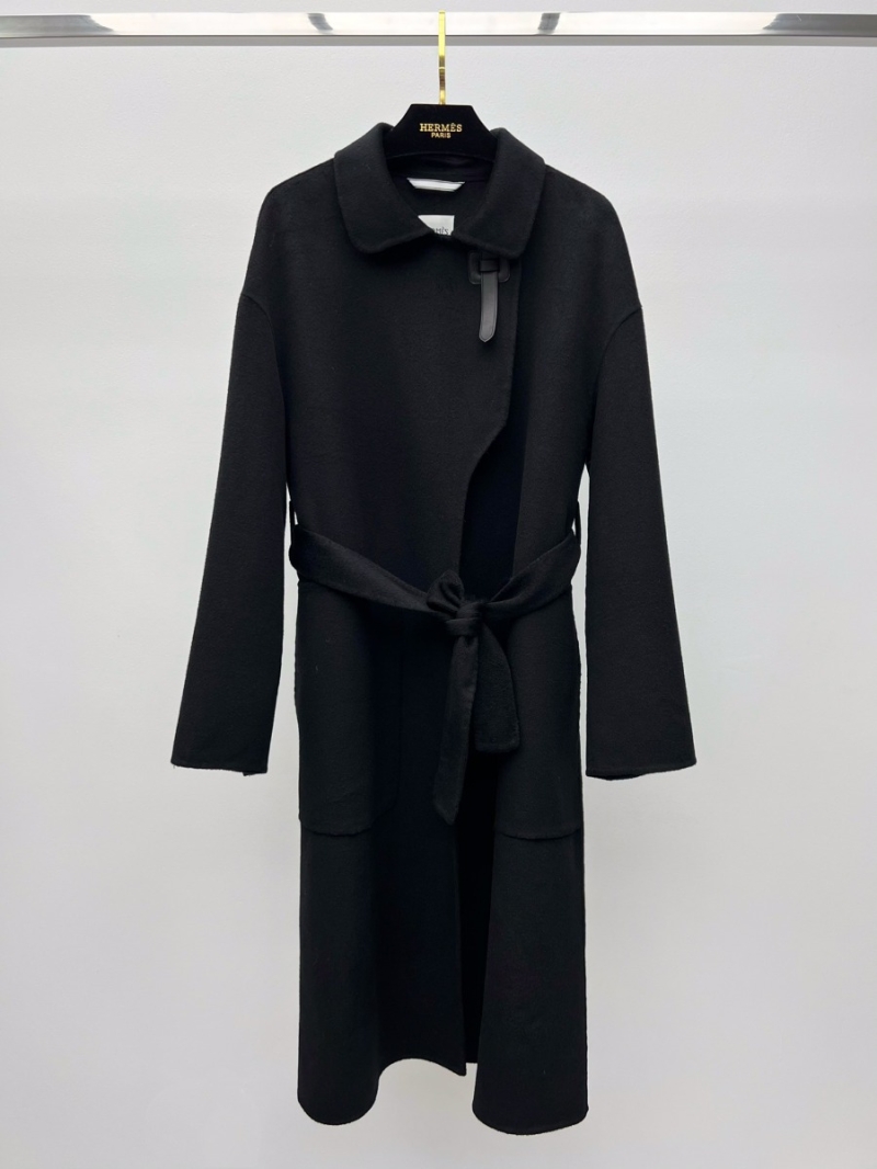 Hermès Double-Faced Cashmere Coat with Leather Buckle