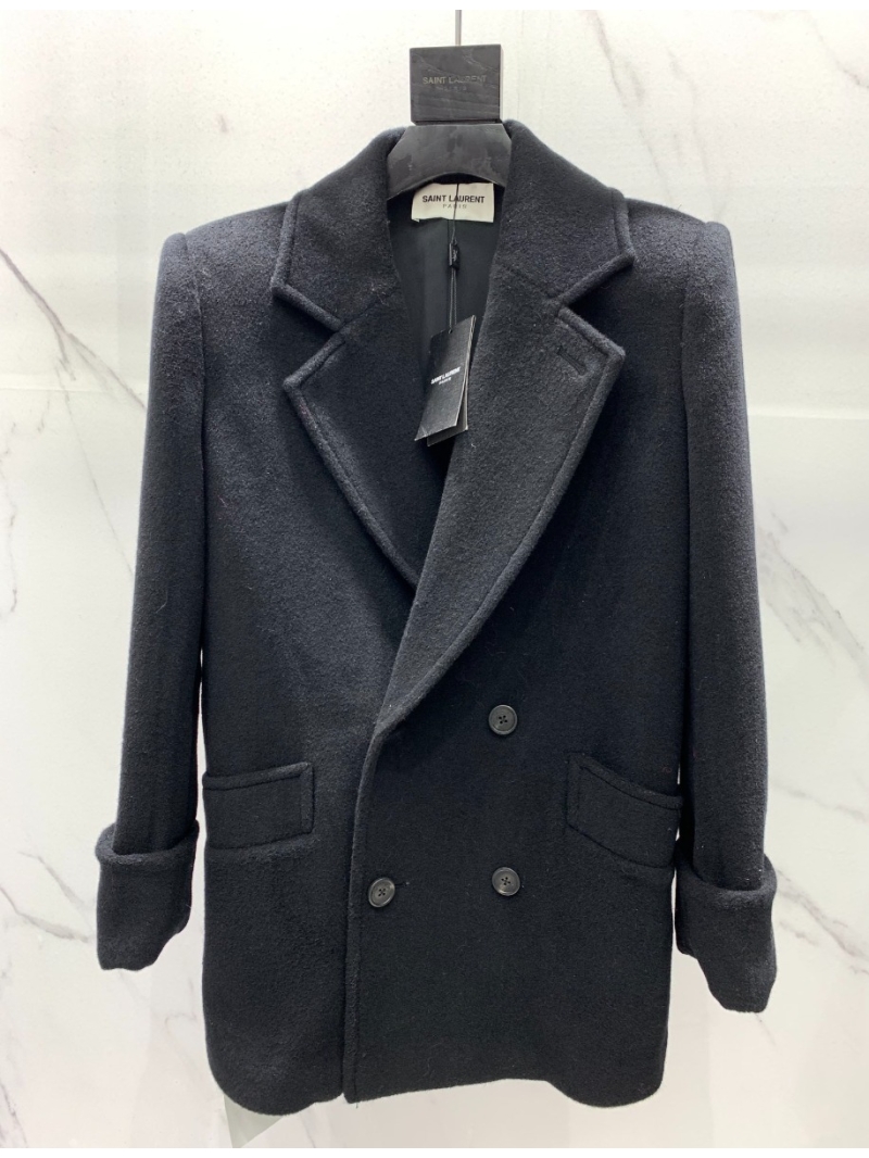 Saint Laurent Double-Breasted Wool Coat - Fall/Winter 2022 Collection