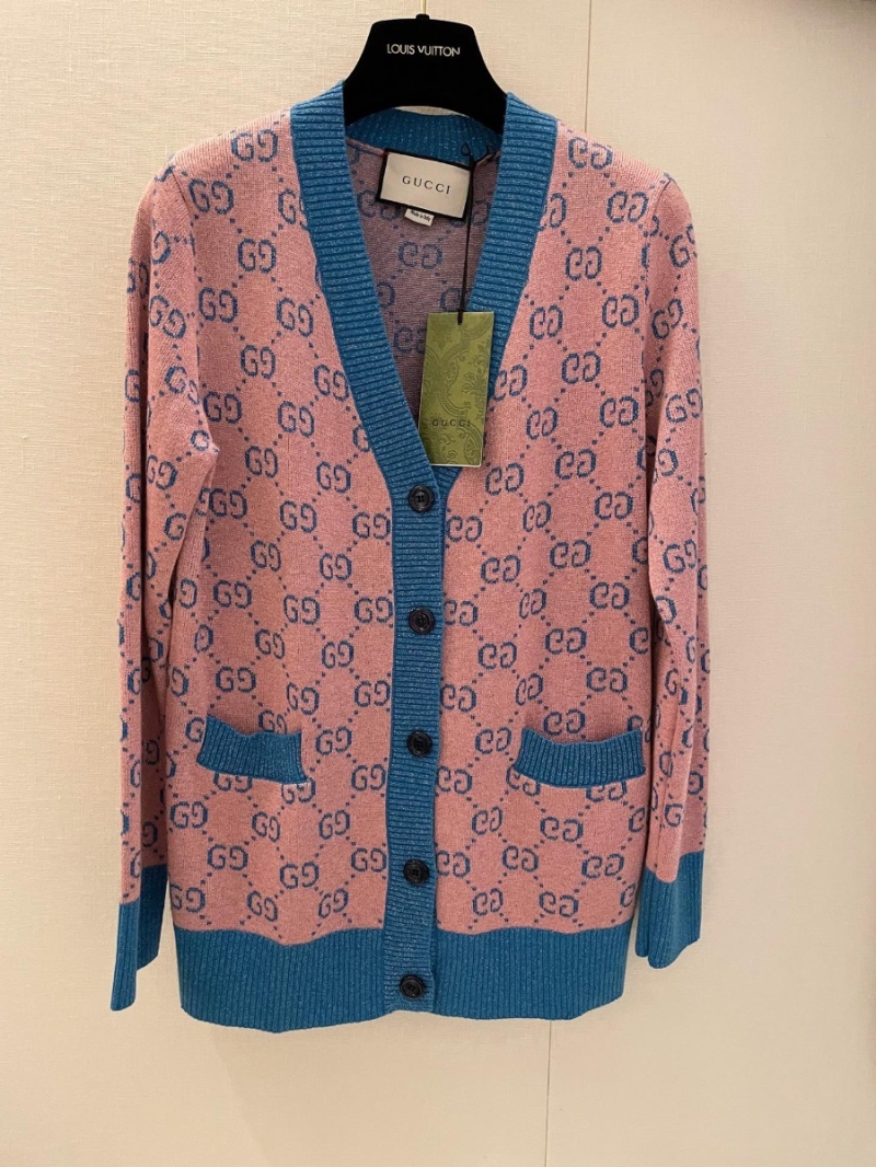 Gucci G G Autumn-Winter Knitted Wool & Cashmere Lame Cardigan