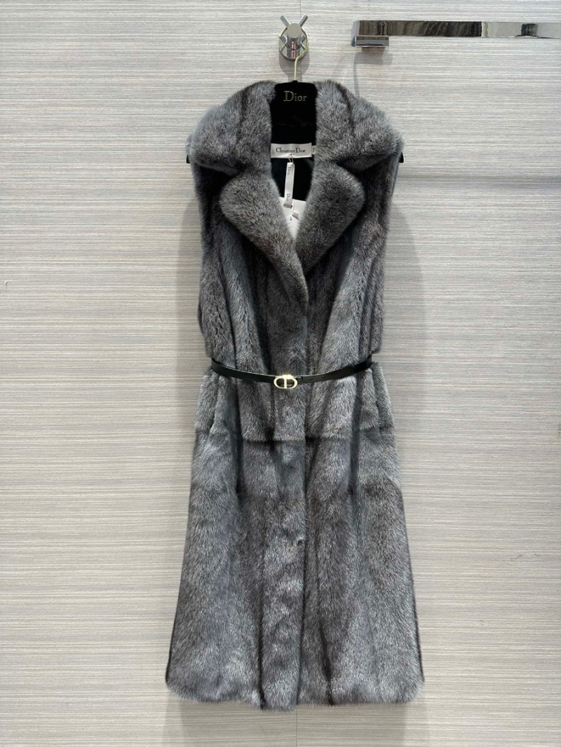 Dior Autumn-Winter Exclusive Midnight Grey Cross Mink Long Vest