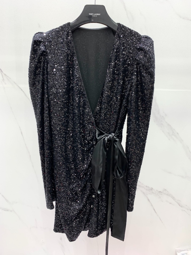 SAINT LAURENT YSL Sequin Pleated Dress