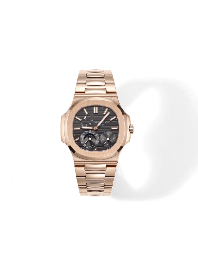 Patek Philippe 5712/1R - 001 Moon Phases - NAUTILUS Self-Winding Rose Gold Black Brown