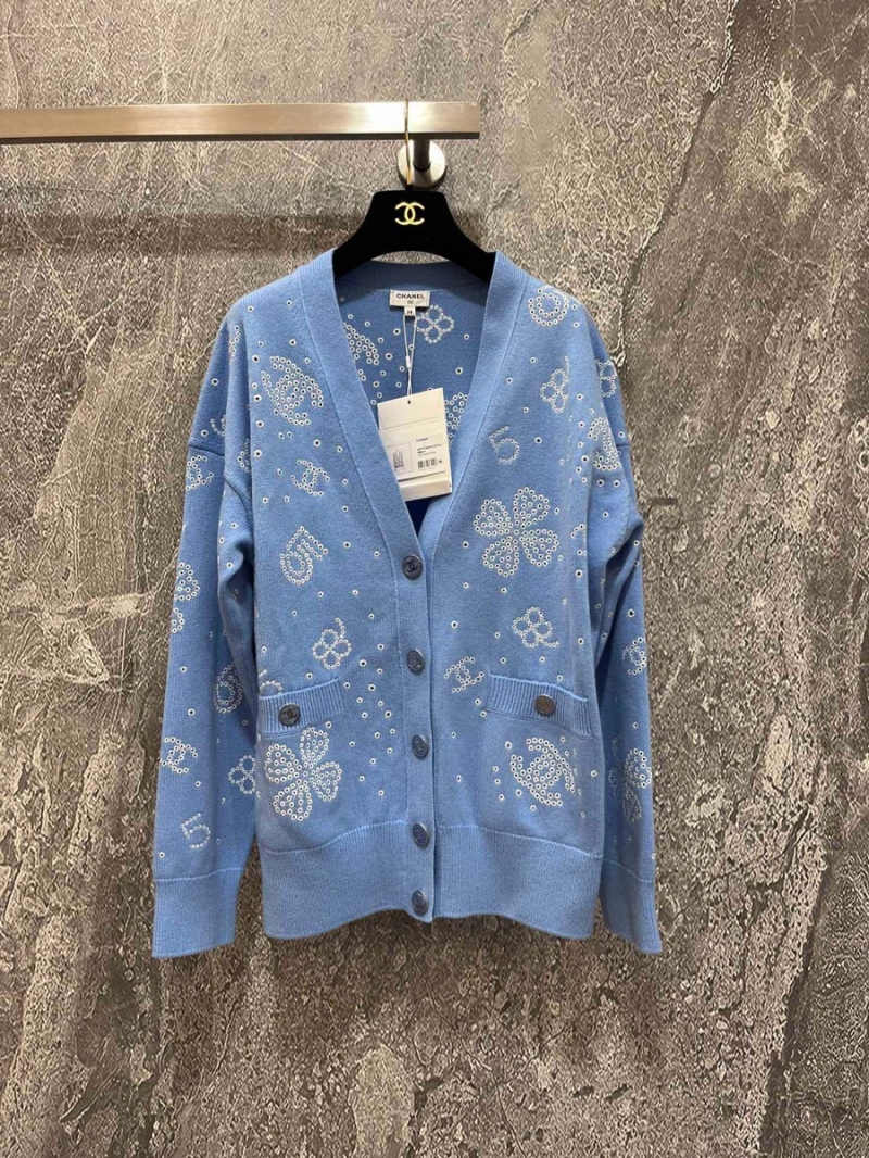 Chanel Limited Edition Hand-Embroidered Blue Cashmere Cardigan
