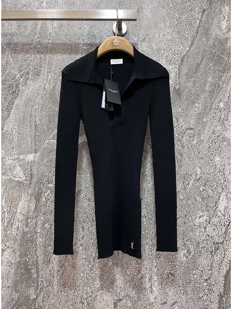 Saint Laurent YSL Polo Collar Knit Sweater