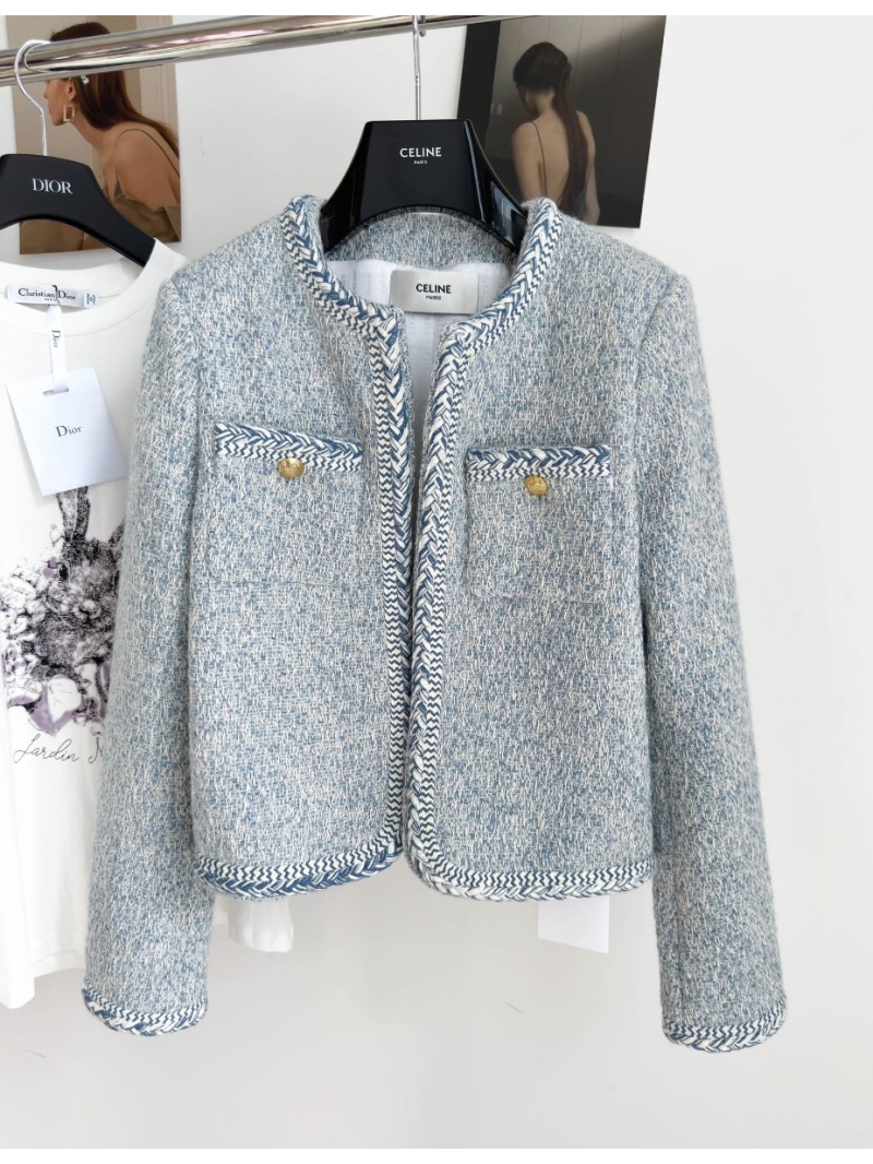 CELINE SS23 Knitted Wool Open Cardigan in Limited Edition Glacier Blue