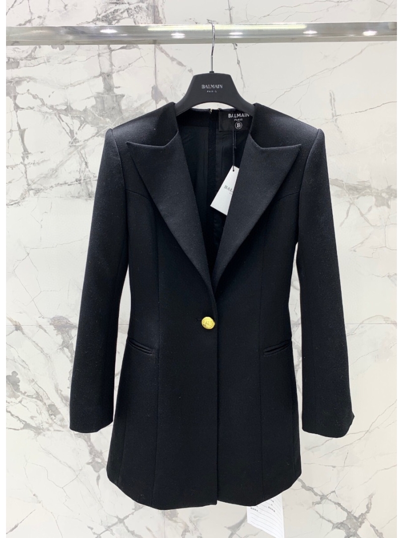 BALMAIN Grain Wool Blazer Dress in Black