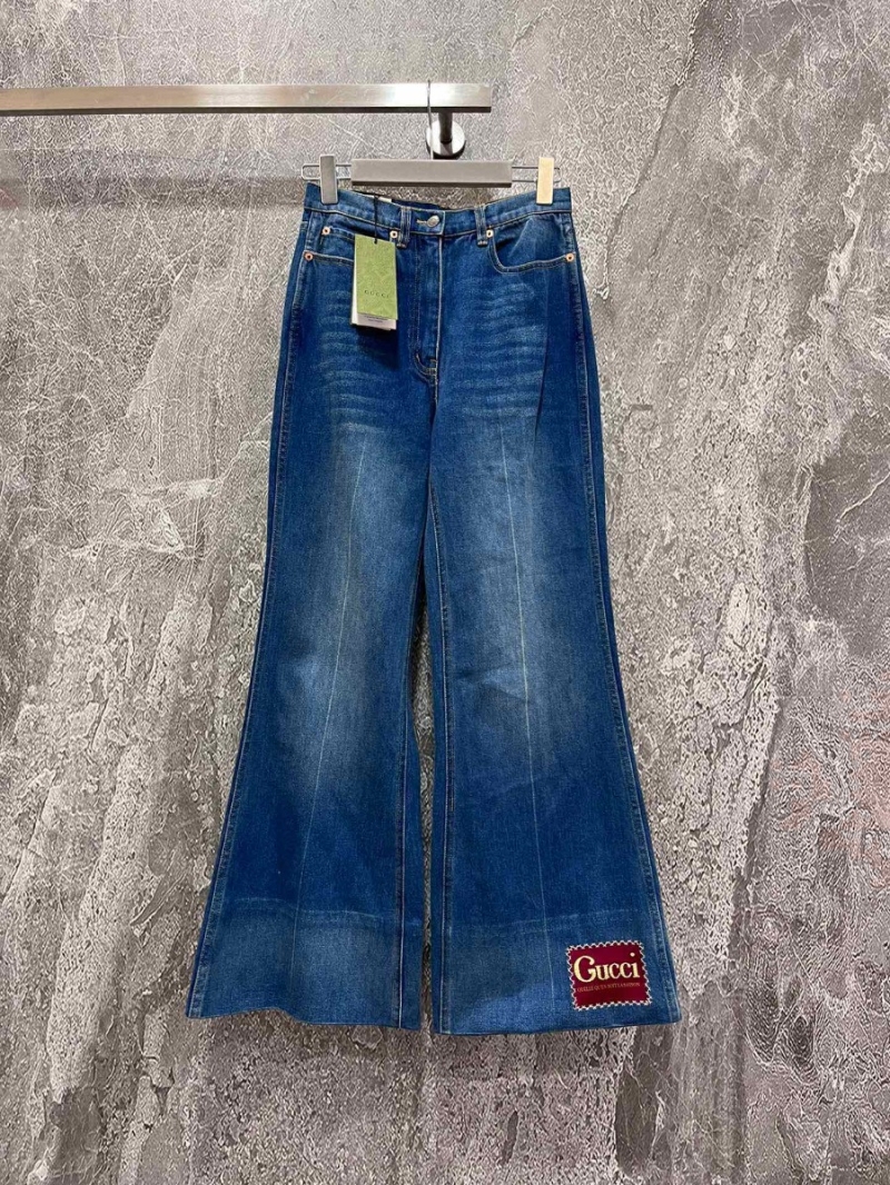 Gucci Vintage Flare Slogan Denim Jeans