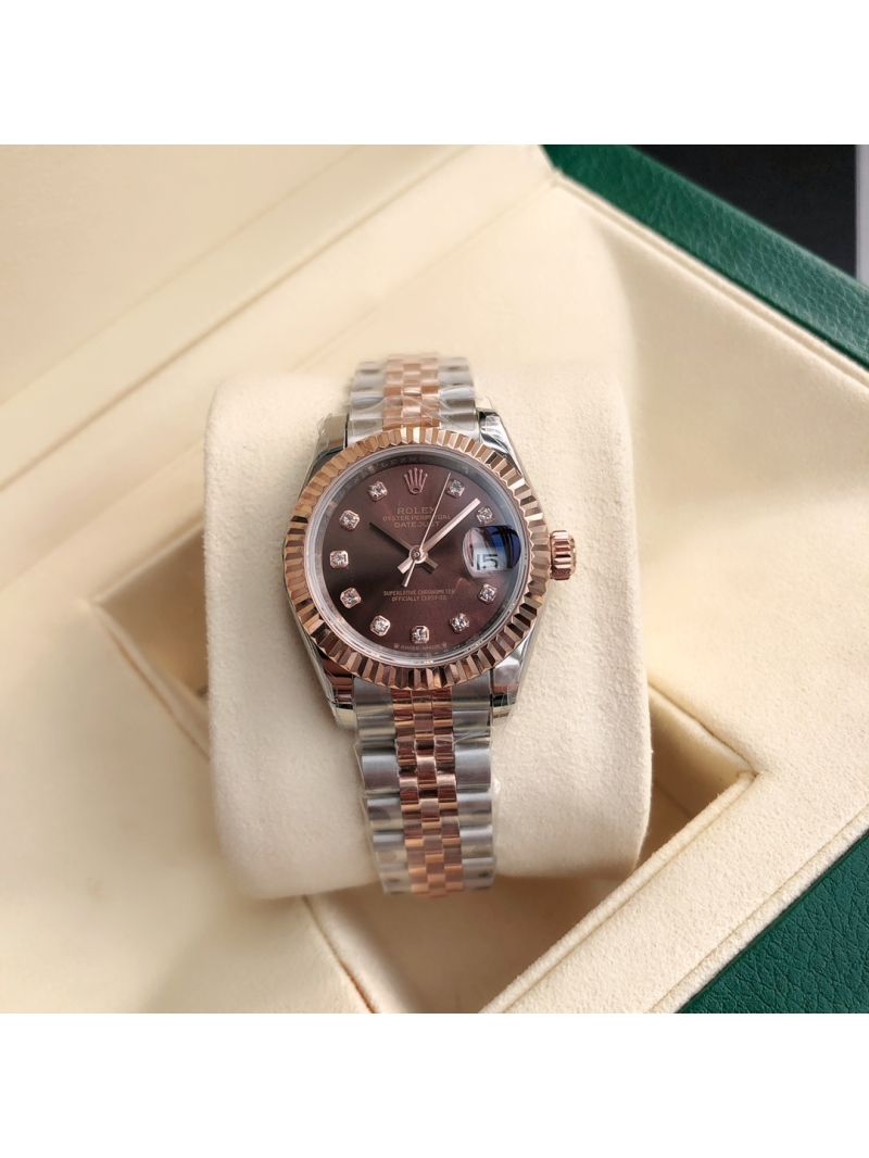 Rolex Women's Datejust 28mm with Genuine Diamonds Dark Grey with Rose Gold