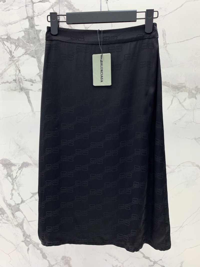 BALENCIAGA Paris 2024 New Jacquard Logo Satin Skirt Black