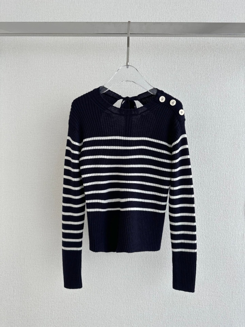 DIOR Wool Striped Long Sleeve Sweater