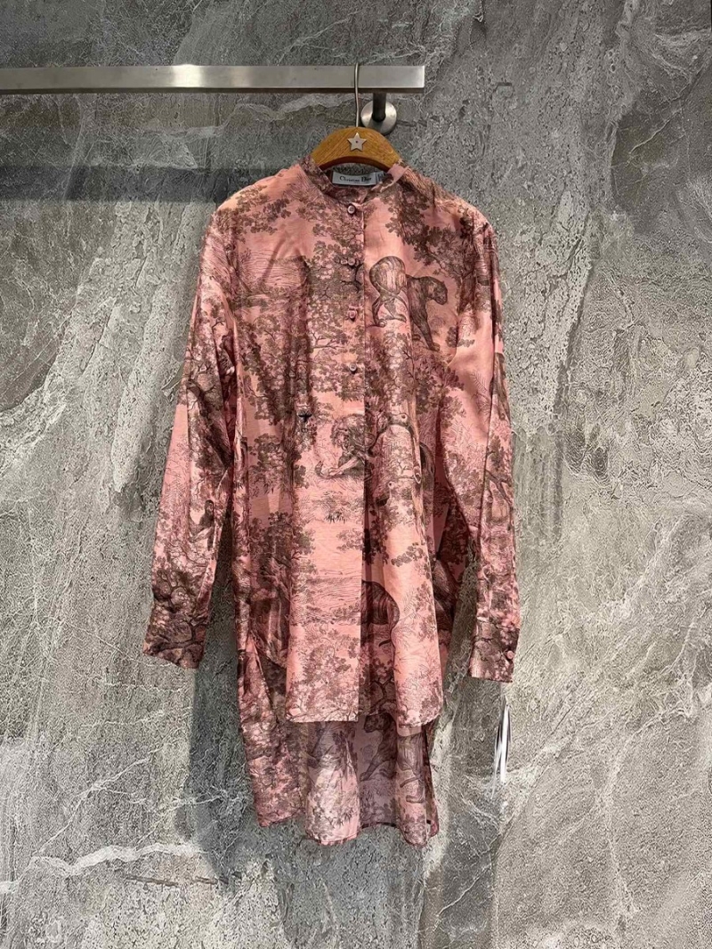 Dior 2023 Fall Riviera Collection - Pink Animal Print Cotton Voile Shirt