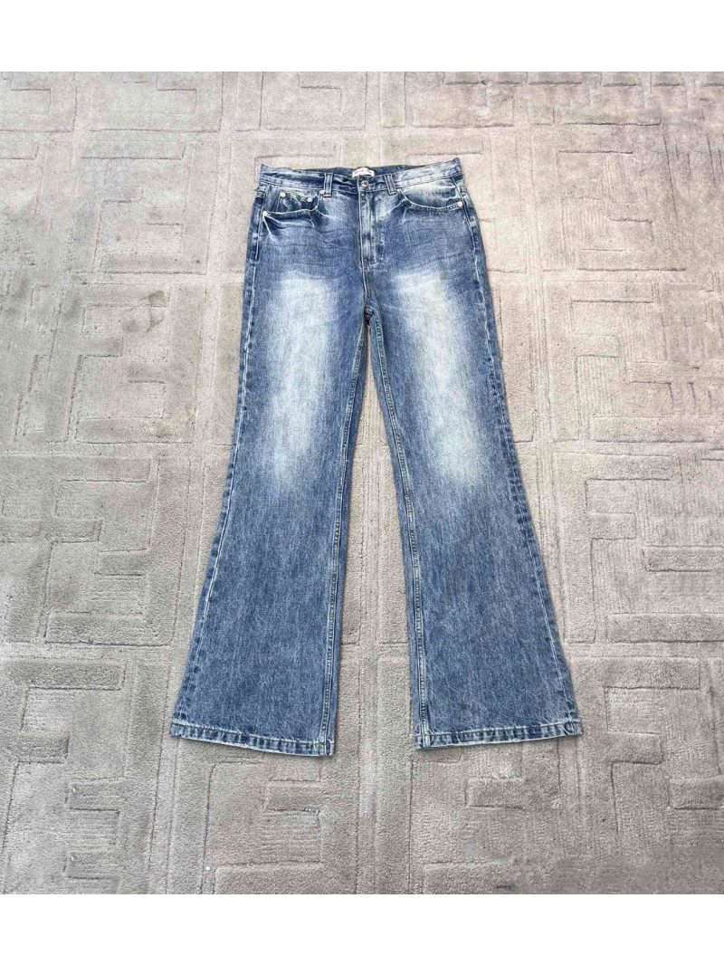 Balenciaga Men's Ice Blue Lightning Wash Flared Denim Jeans