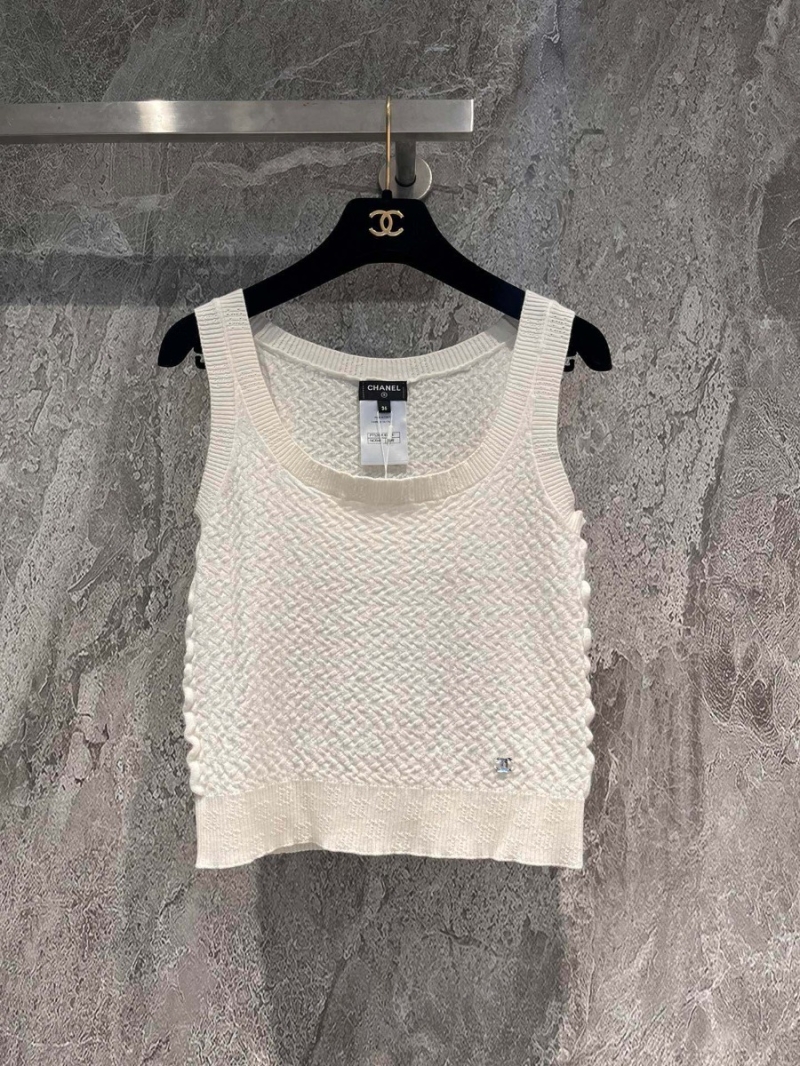 Chanel Cashmere U-Neck Vest. White