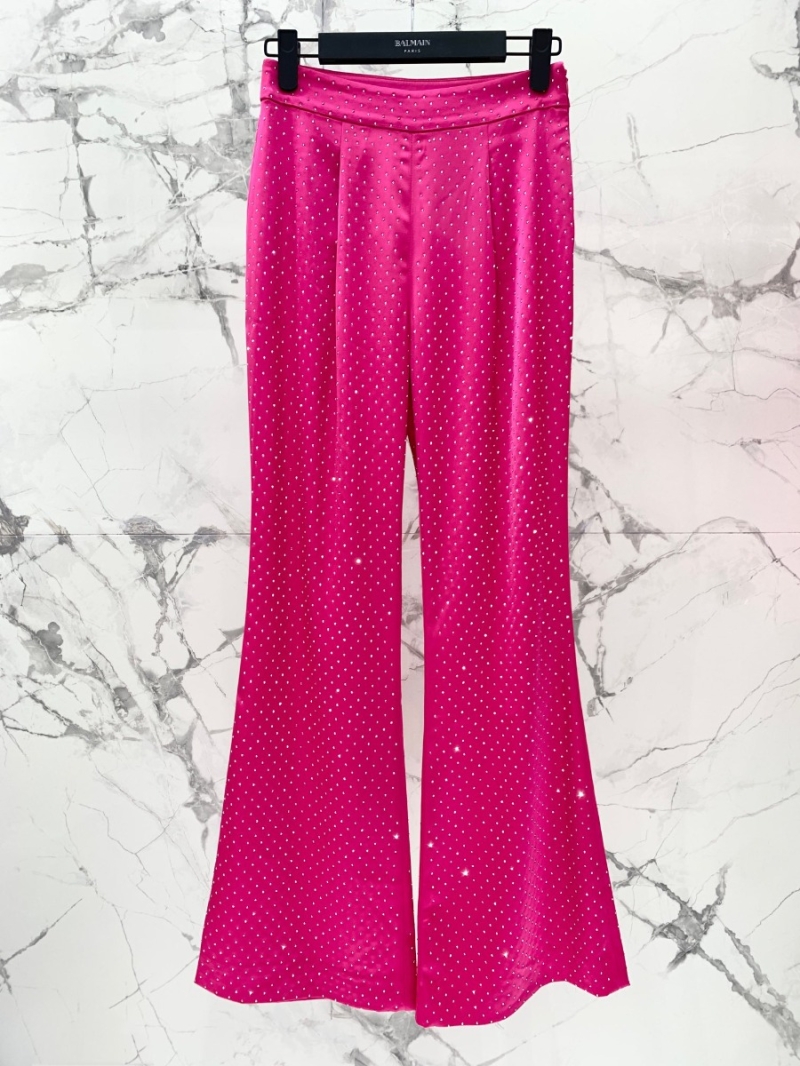BALMAIN Classic Vintage Rhinestone-Embellished Acetate Satin Trousers