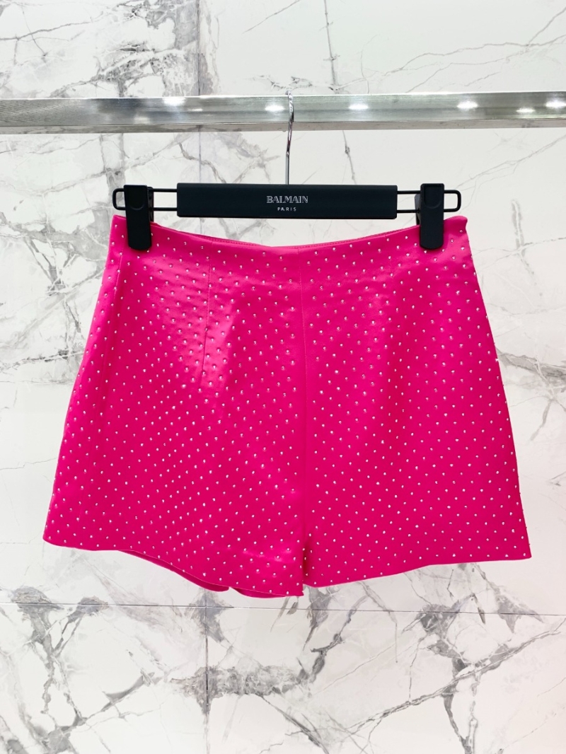 BALMAIN Classic Vintage Acetate Satin Rhinestone Shorts
