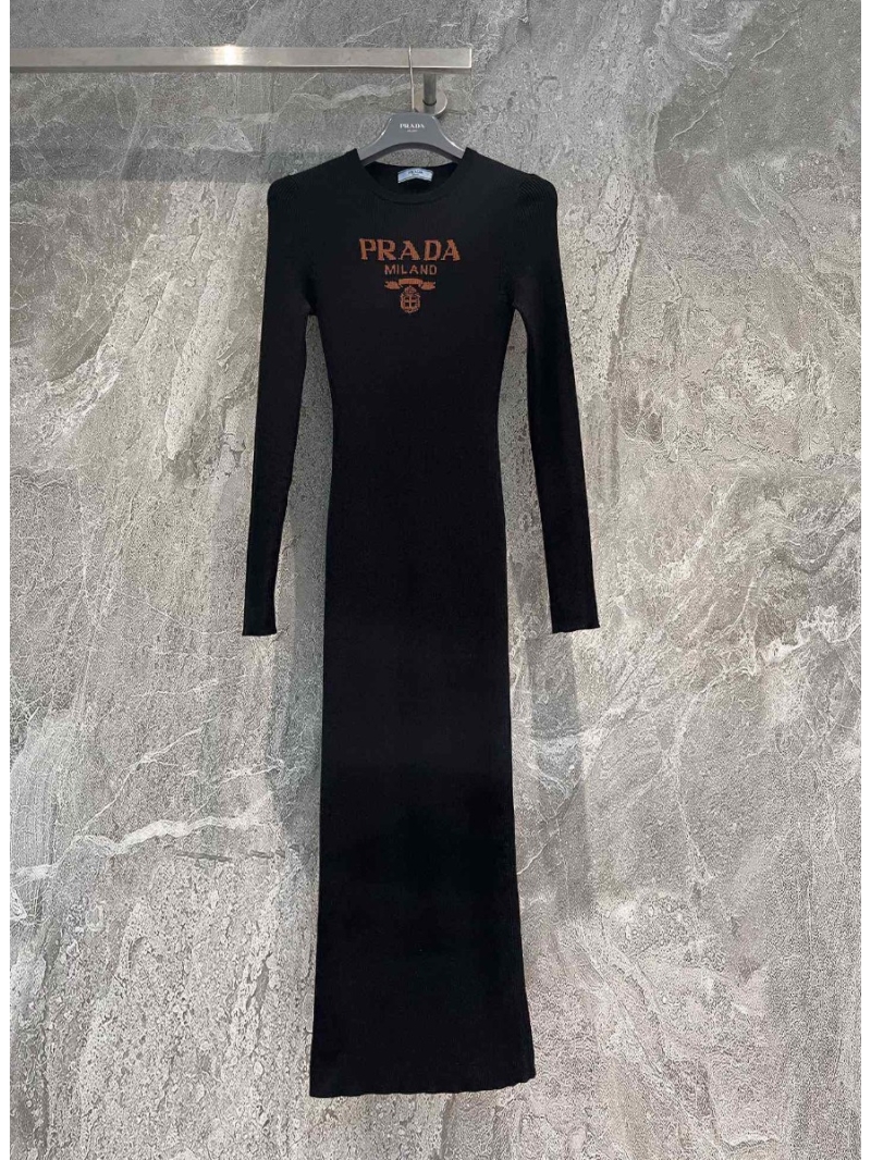 Prada Signature Long Sleeve Mulberry Silk Dress