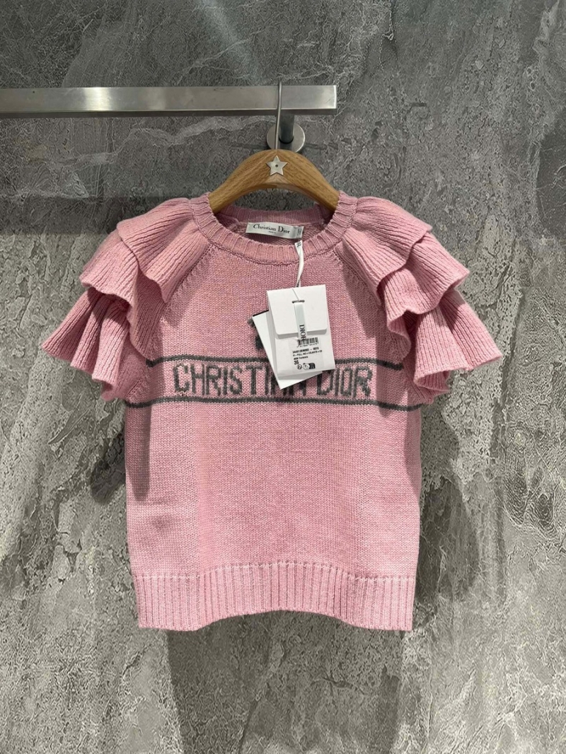 Dior Fall Riviera Pink-Grey Cashmere Knit Sweater with Lucky Star