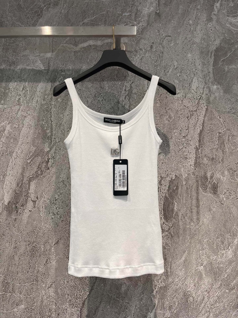 Dolce & Gabbana D&G Ribbed Tank Top with Metal Logo