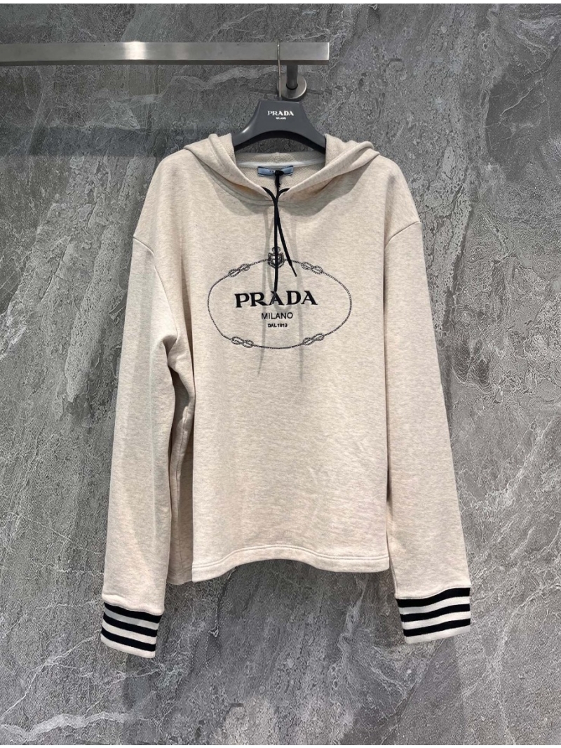 Prada Embroidered Logo Hooded Sweatshirt