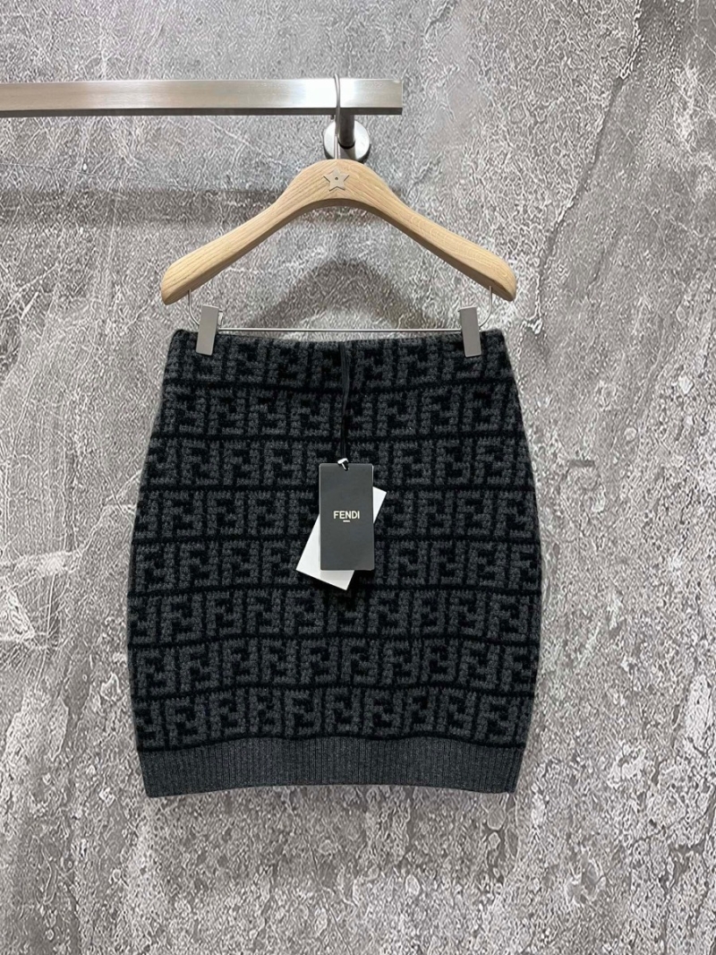 Fendi FF Patterned Cashmere Skirt
