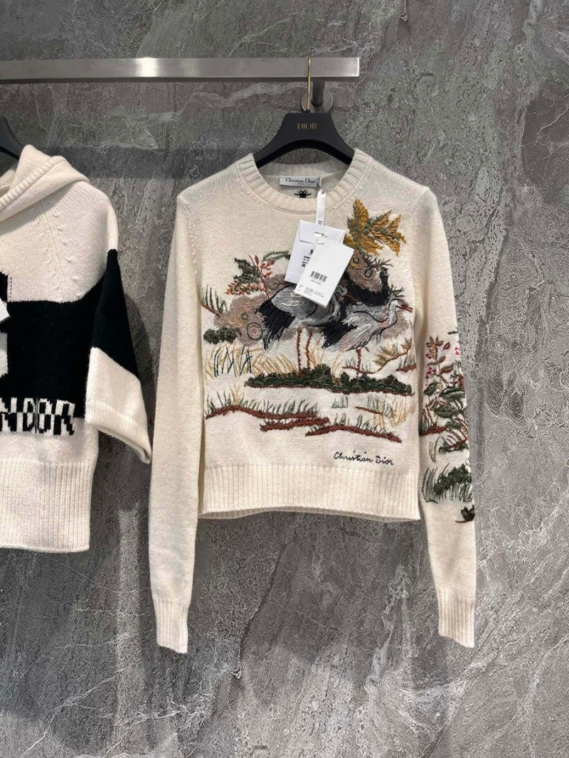 Dior Limited Edition Crane Embroidery Cashmere Sweater