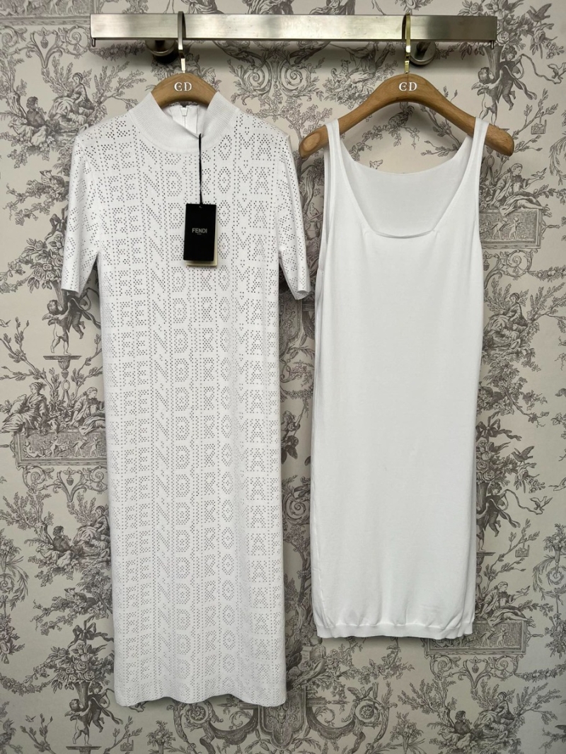 Fendi Romefendi Cut-Out Knit Dress Set. Pristine White
