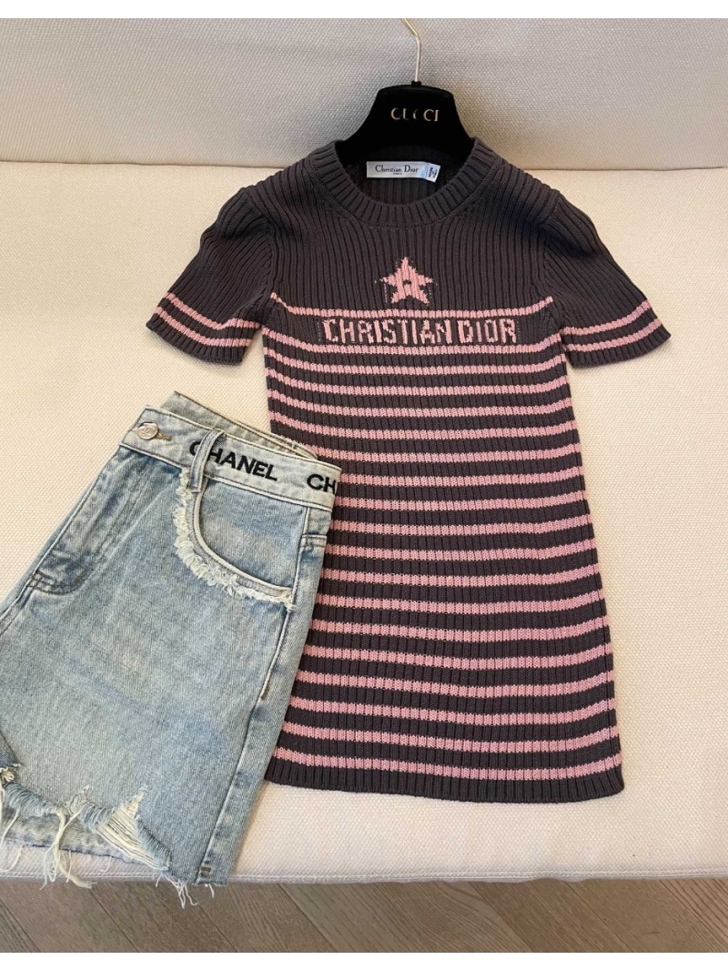 DIOR 23 New Striped Short Sleeve - Elevate Your Style Game!