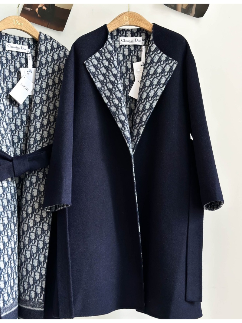 2023AW Autumn/Winter Dior Oblique Patterned Coat Nevy blue