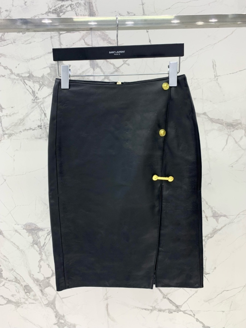 VERSACE 2023 New Sheepskin Leather Skirt with Medusa Gold Buckle
