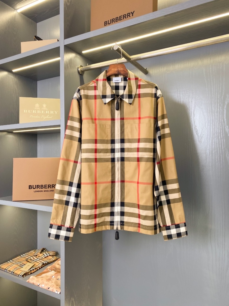 Burberry Unisex Vintage Plaid Zippered Shirt Jacket