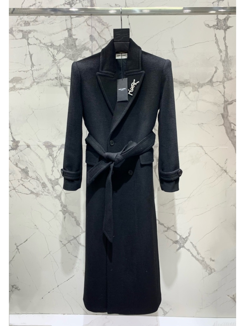 SAINT LAURENT 2023 New Pure Wool Coat Black