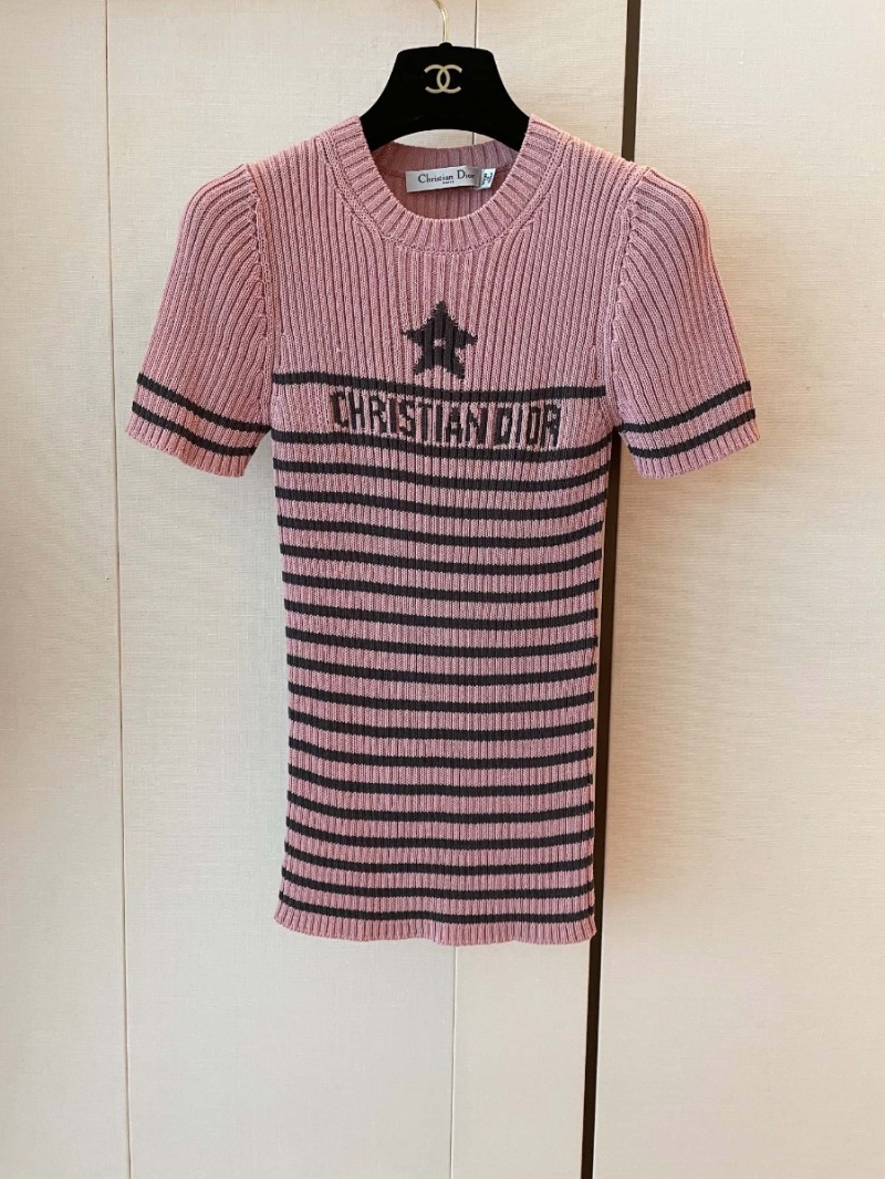 DIOR 23 New Pink Striped Short Sleeve - The Latest Addition to Your Wardrobe