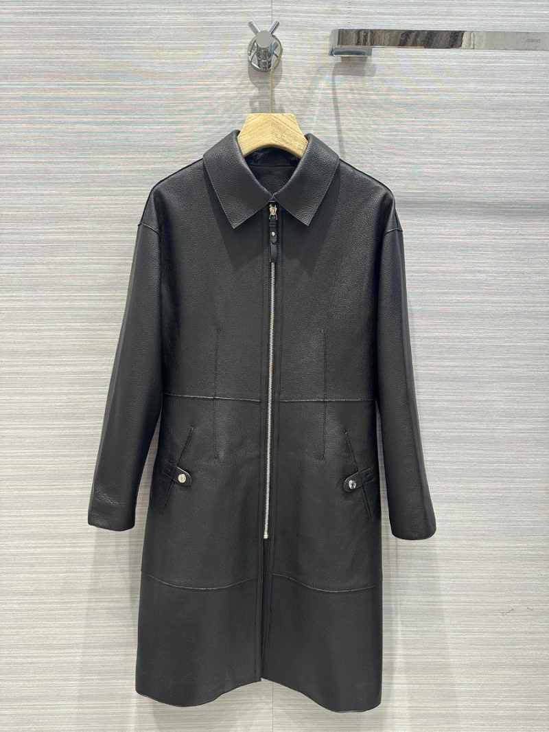 Hermes Premium Lychee Grain Sheepskin Long Coat