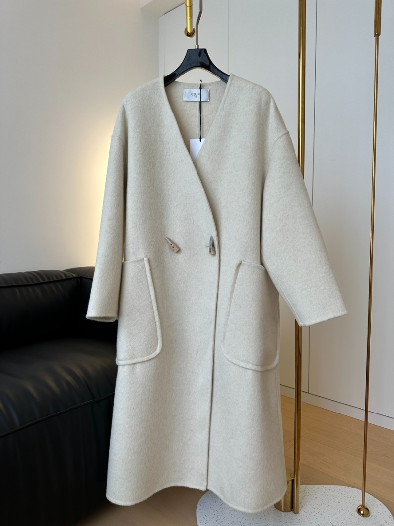 Celine 2023 FW Double-Faced Wool Coat with Complimentary Scarf