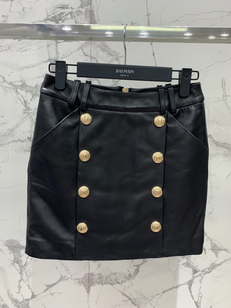 BALMAIN 2023 New Leather Skirt