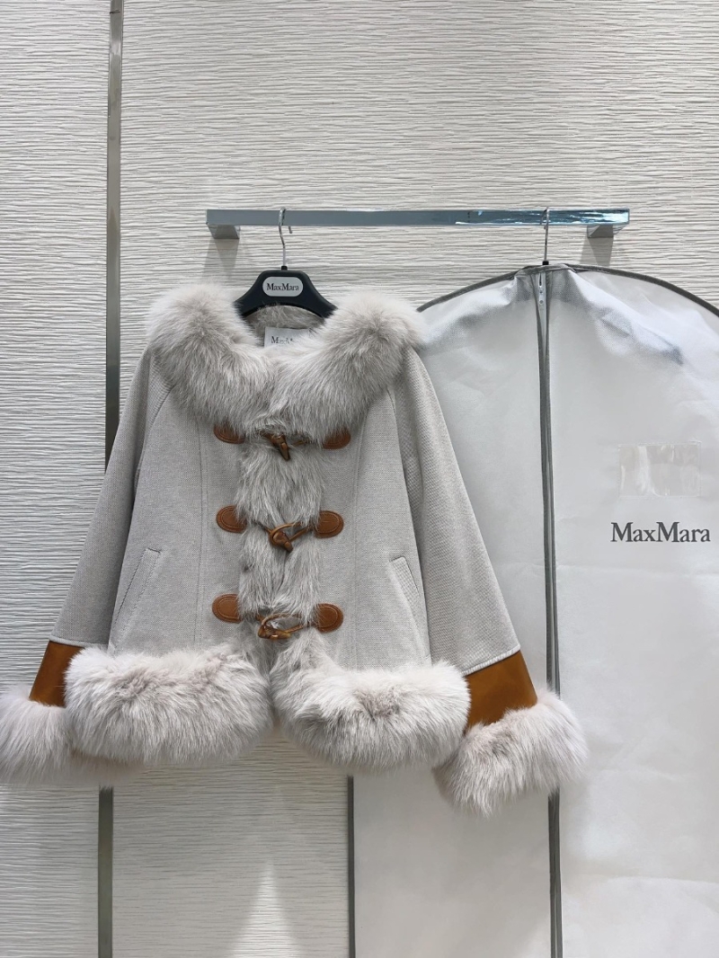 MAX MARA Luxe Handcrafted Grey Horn Buckle Coat