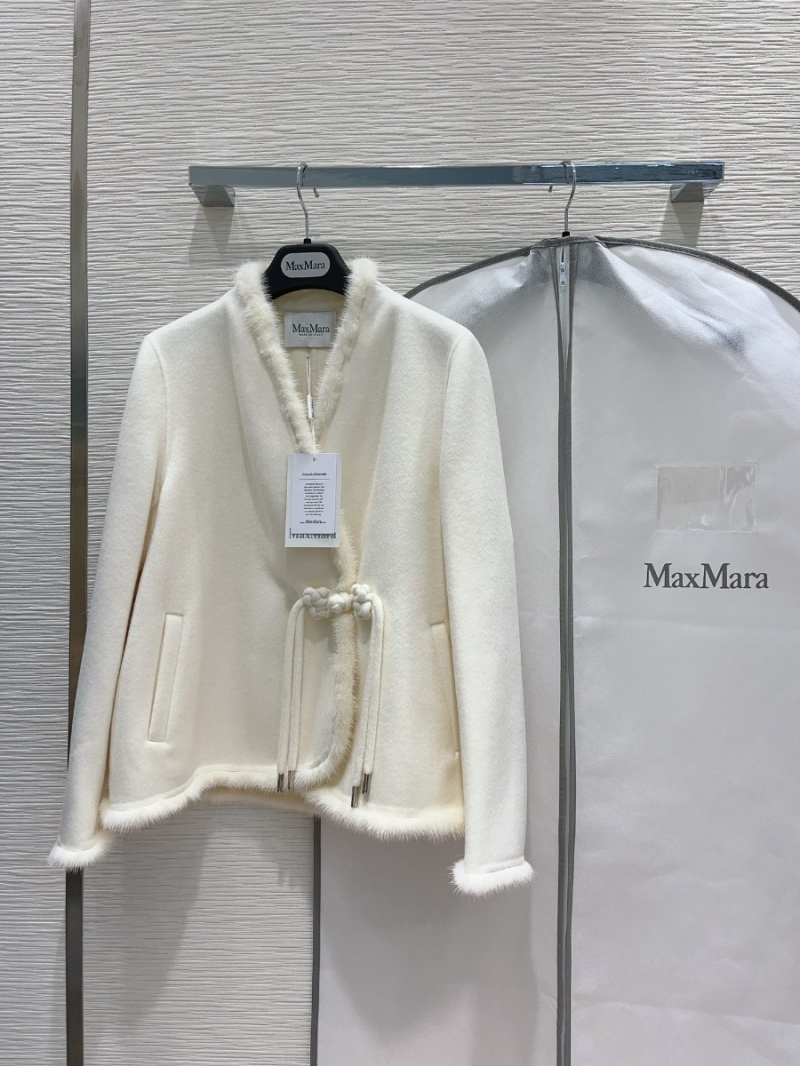 MAX MARA Exquisite Luxury White Outerwear