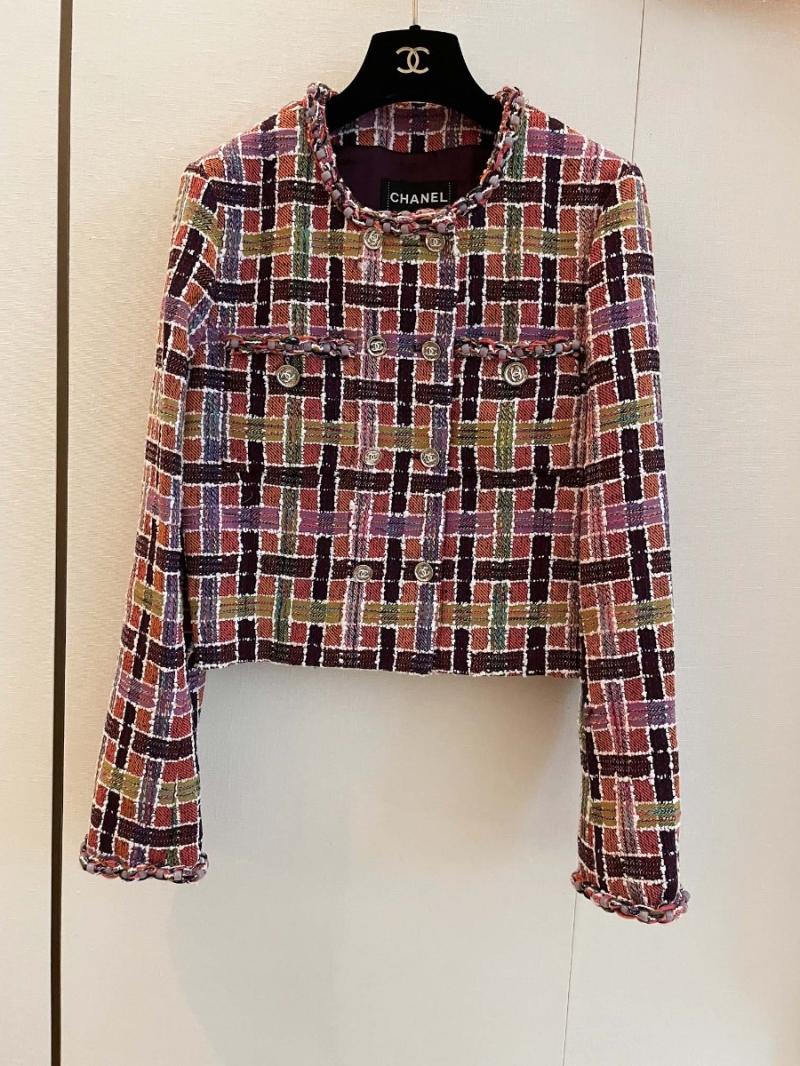Chanel CC23 New Jacket in Lavender Pink Checkered Diagonal Soft Nini Fabric
