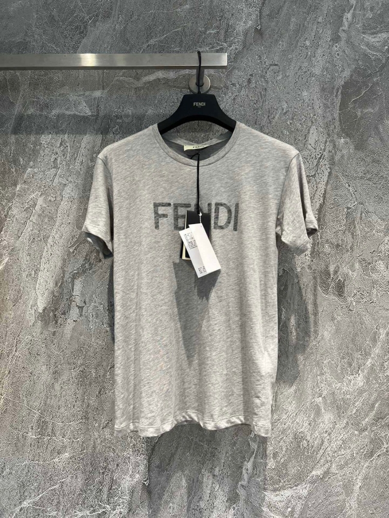 Fendi Reversed Lettering T-Shirt in Jacquard Grey