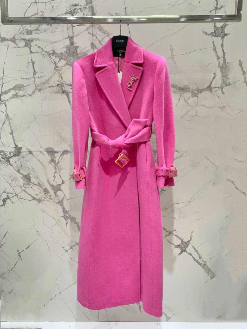 BALMAIN 2023 New Collection Pure Wool Coats Vibrant Pink