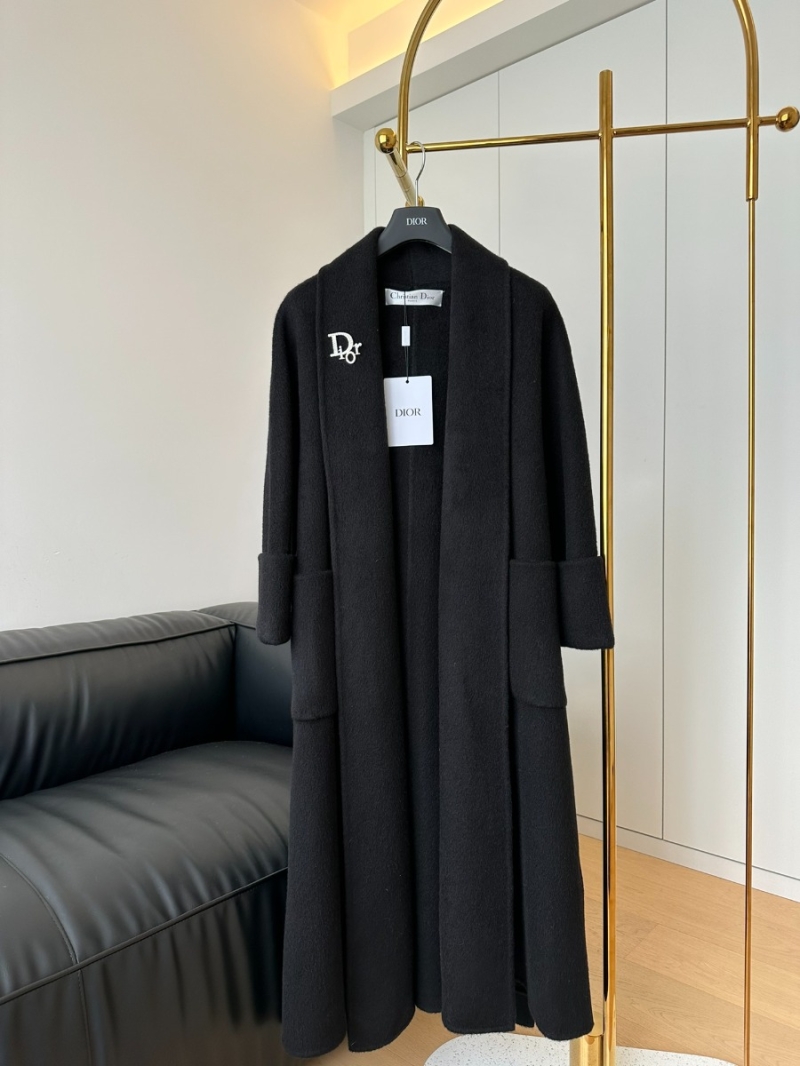 Dior 2023 Double-Pocket Belted Wool Robe Coat