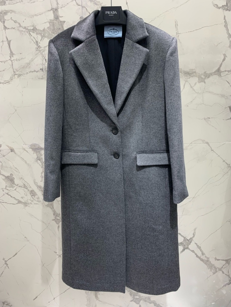 PRADA Space Grey Wool Overcoat