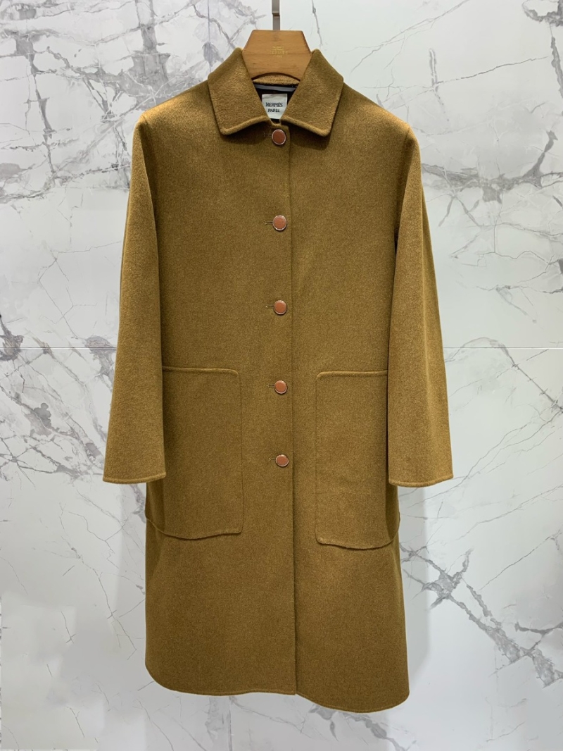 Hermes Inspired Premium Cashmere Overcoat. Mustard Yellow