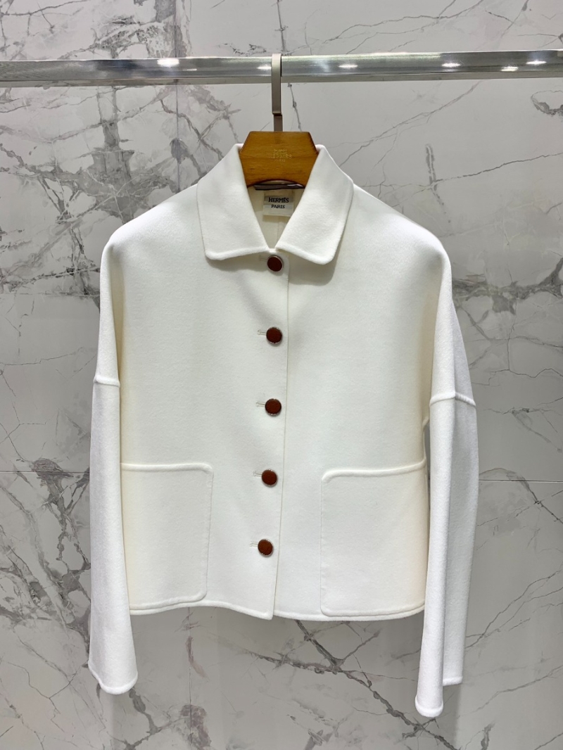 Hermes Highest Grade Cashmere Short Coat. White
