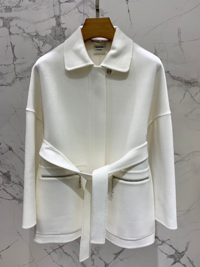 HERMÈS 2023 Short Belted Cashmere Coat - Unisex