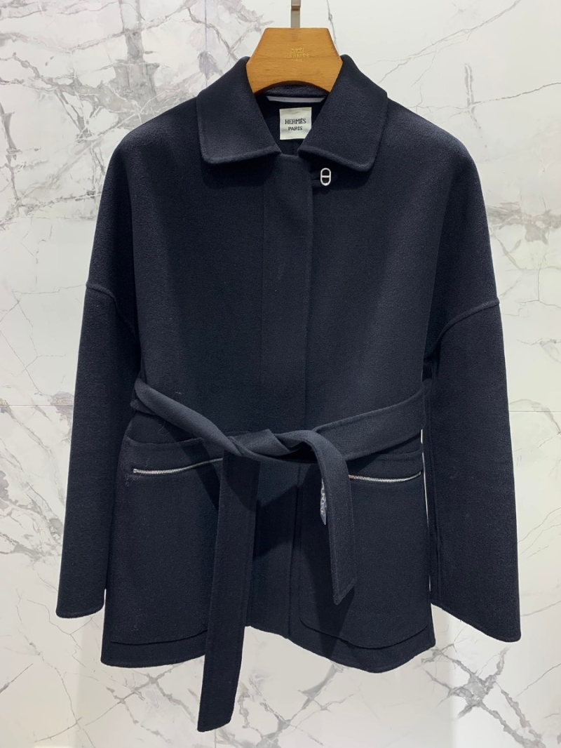 HERMÈS 2023 Unisex Short Belted Cashmere Coat