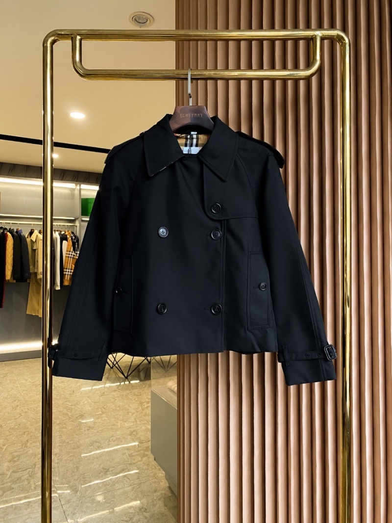 Burberry Stand-Collar Cotton Gabardine Short Trench Coat Black
