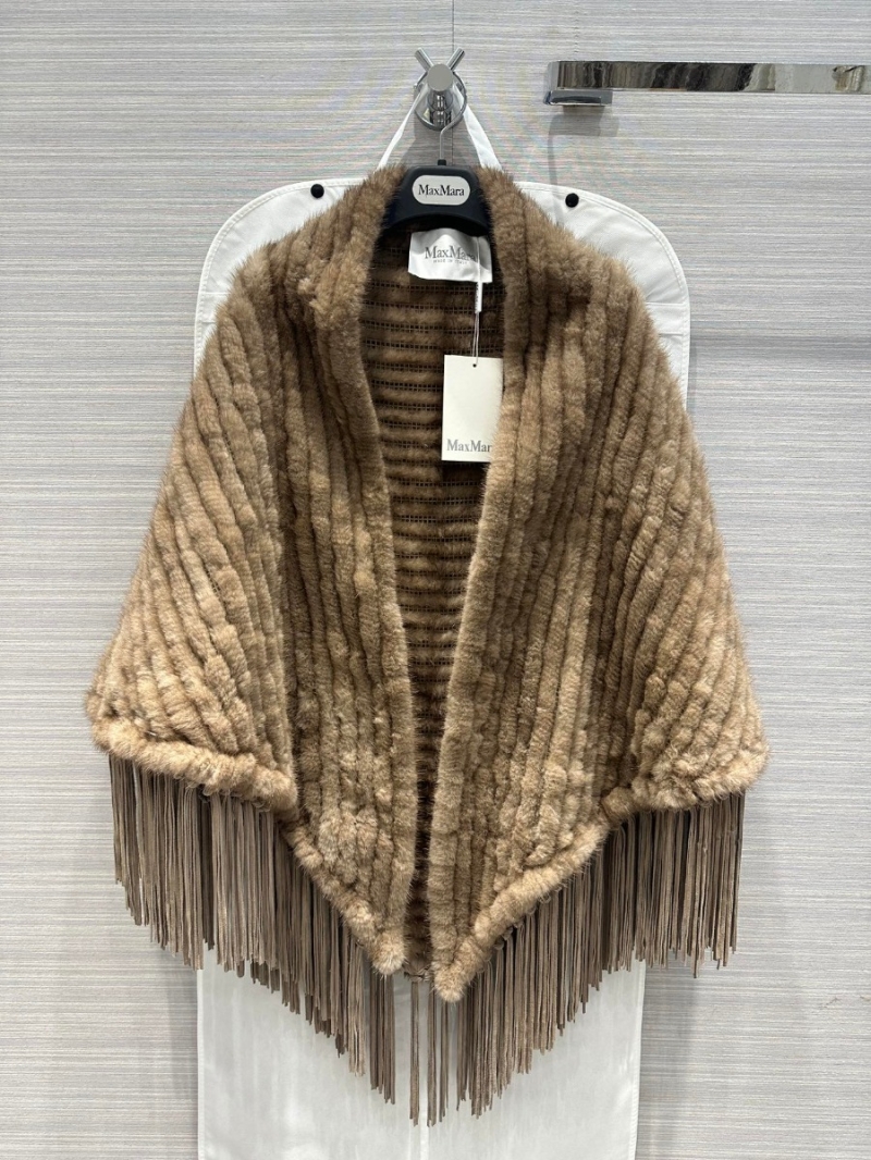 Maxmara Handcrafted Mink Tassel Cape