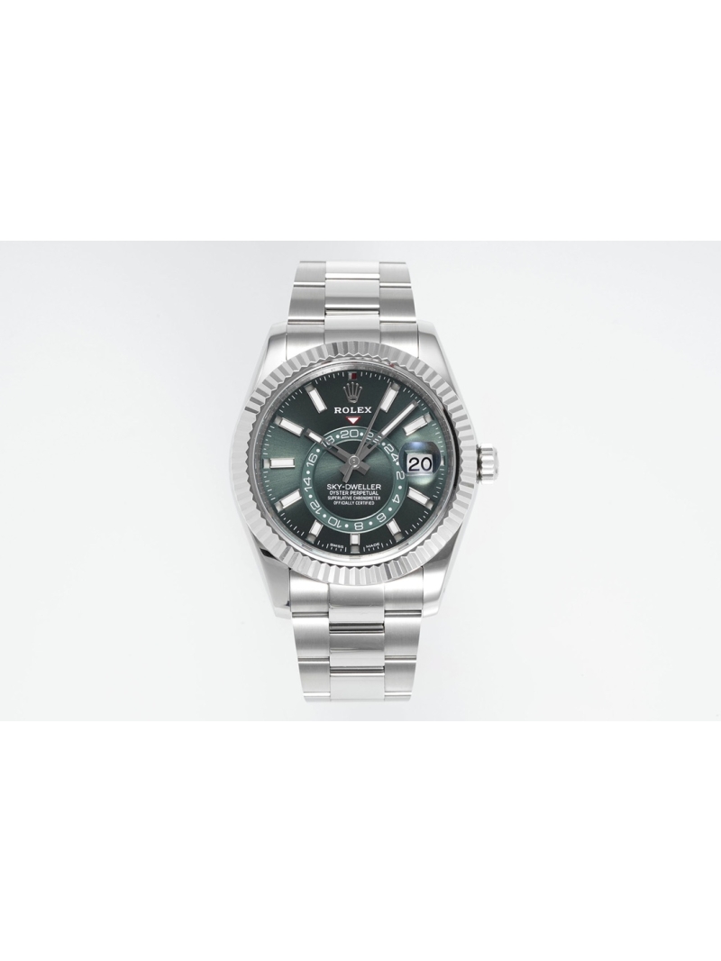 Rolex Sky‑Dweller Oyster 42 mm, Oystersteel and White Gold Mint Green